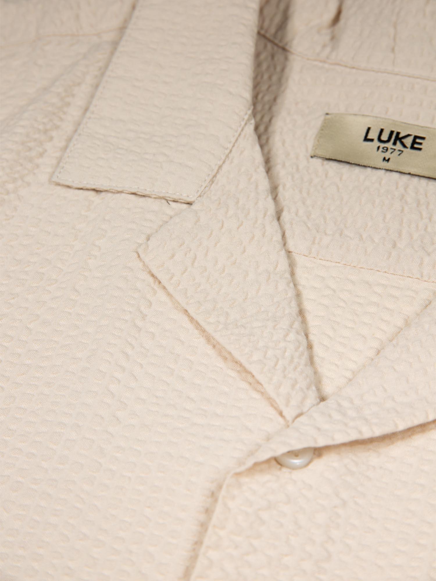 Product image 6 of 7, which shows LUKE 1977 Millook Cotton Short Sleeve Shirt, Dark Ecru, S