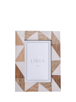 Libra Interiors Geometric Mango Wood Photo Frame, Brown, Brown