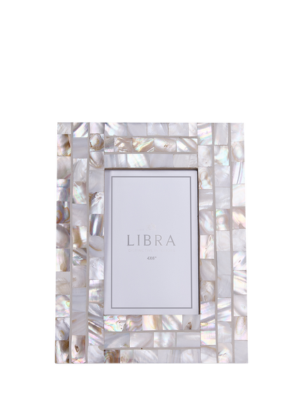 Libra Interiors Mother of Pearl Photo Frame, White, White
