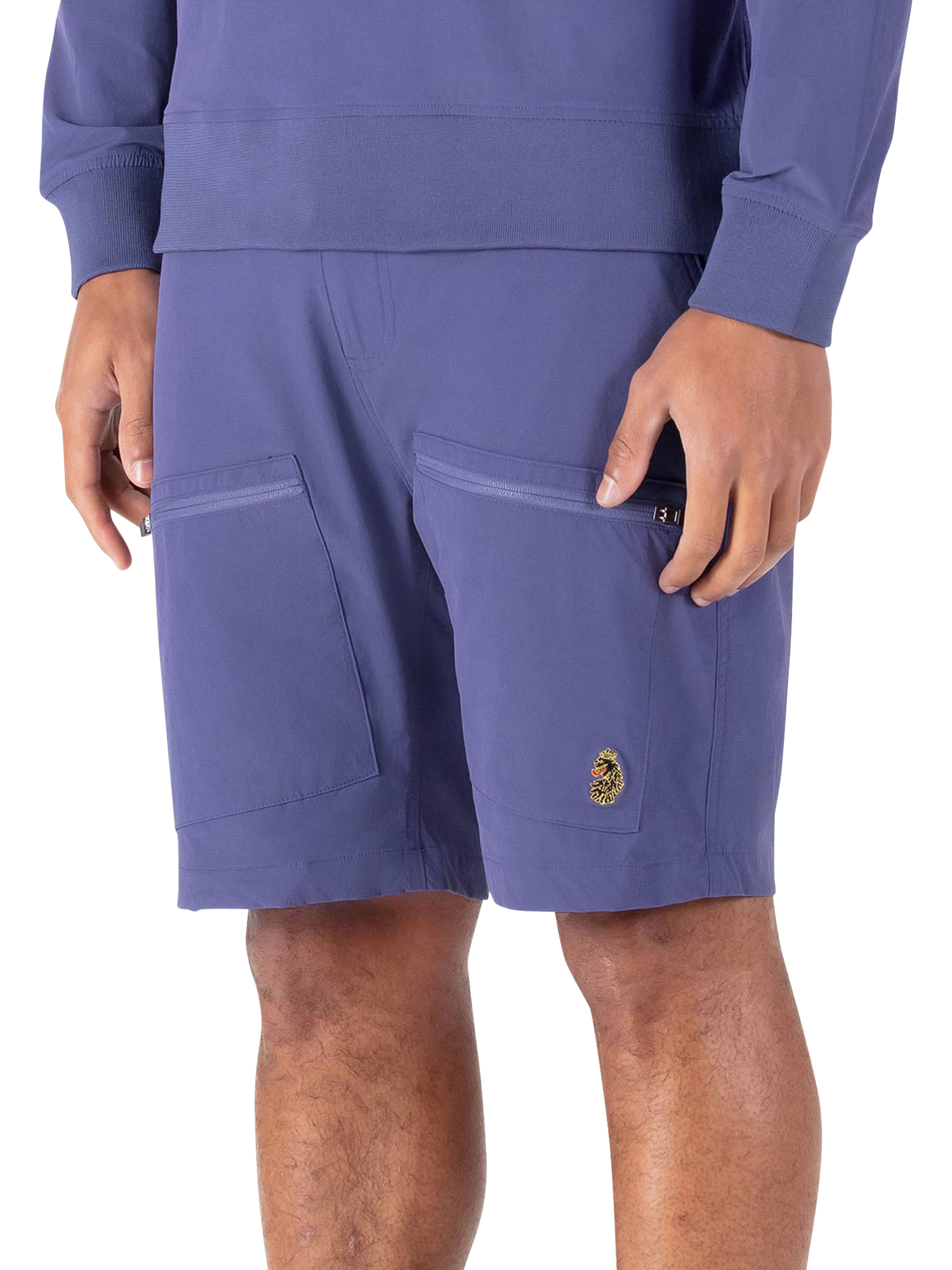 Product image 3 of 7, which shows LUKE 1977 Acetate Cargo Shorts, Future Dusk, S