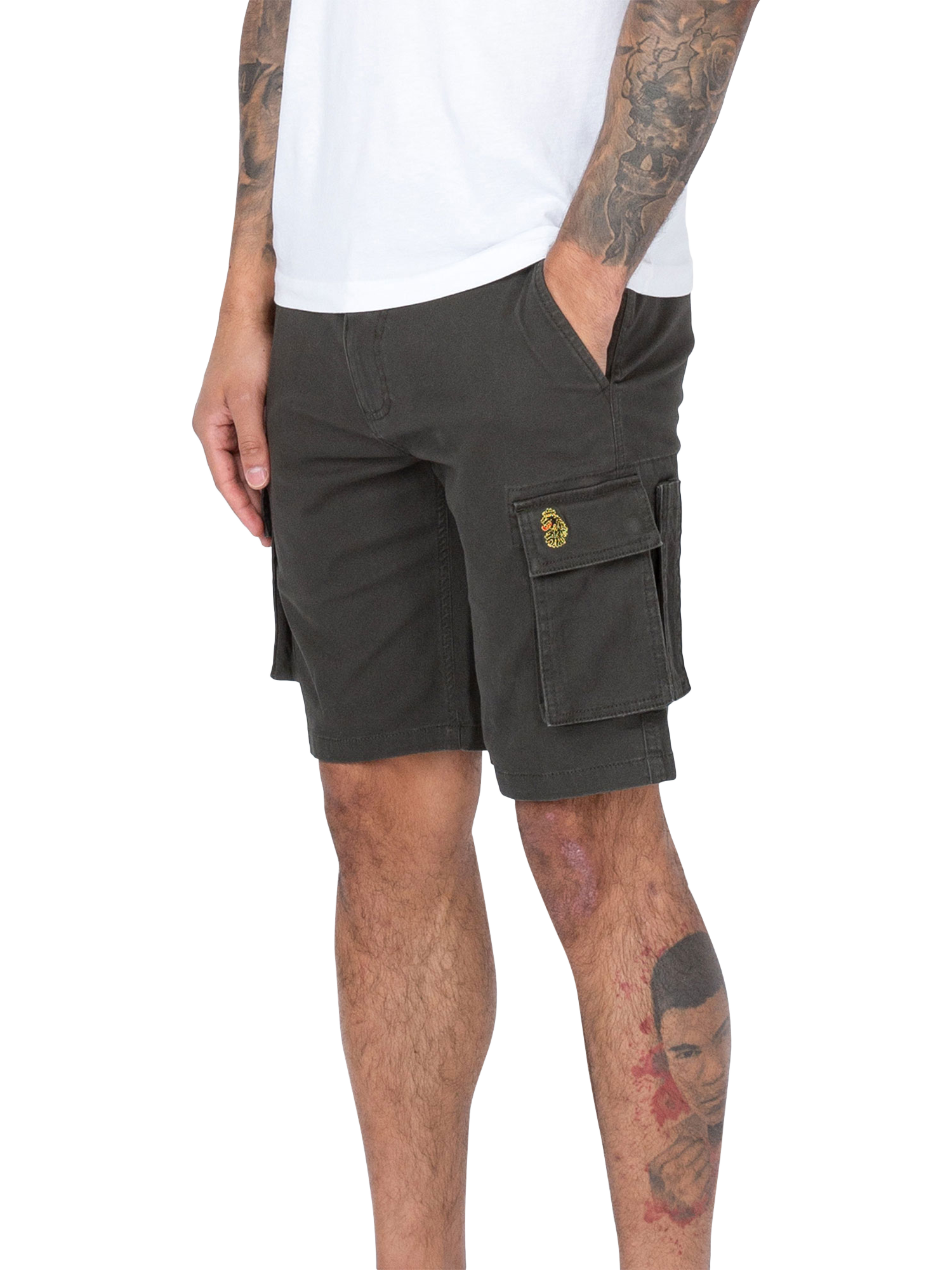 Product image 3 of 6, which shows LUKE 1977 Club Future Cargo Shorts, Rifle Green, 28