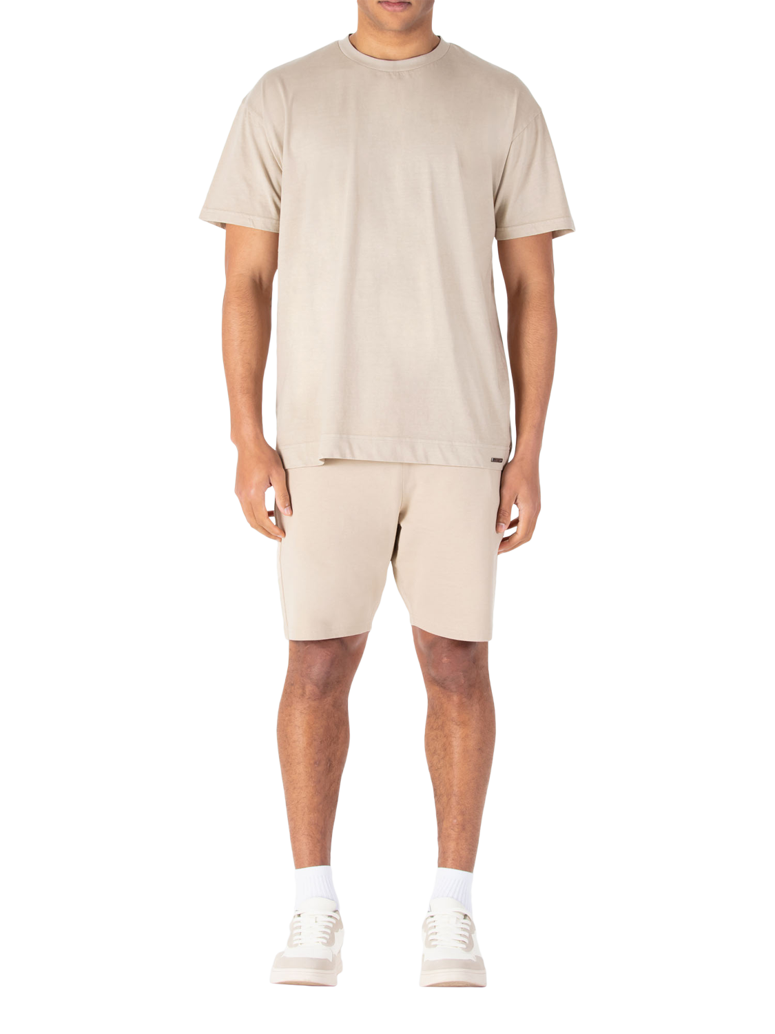 Product image 1 of 5, which shows LUKE 1977 Logic Cotton Regular Fit Short Sleeve T-Shirt & Sweat Shorts Set, Stone, S