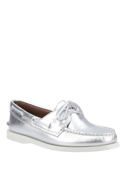 Sperry Authentic Original 2 Eye Wide Fit Boat Shoes - view 2, Silver