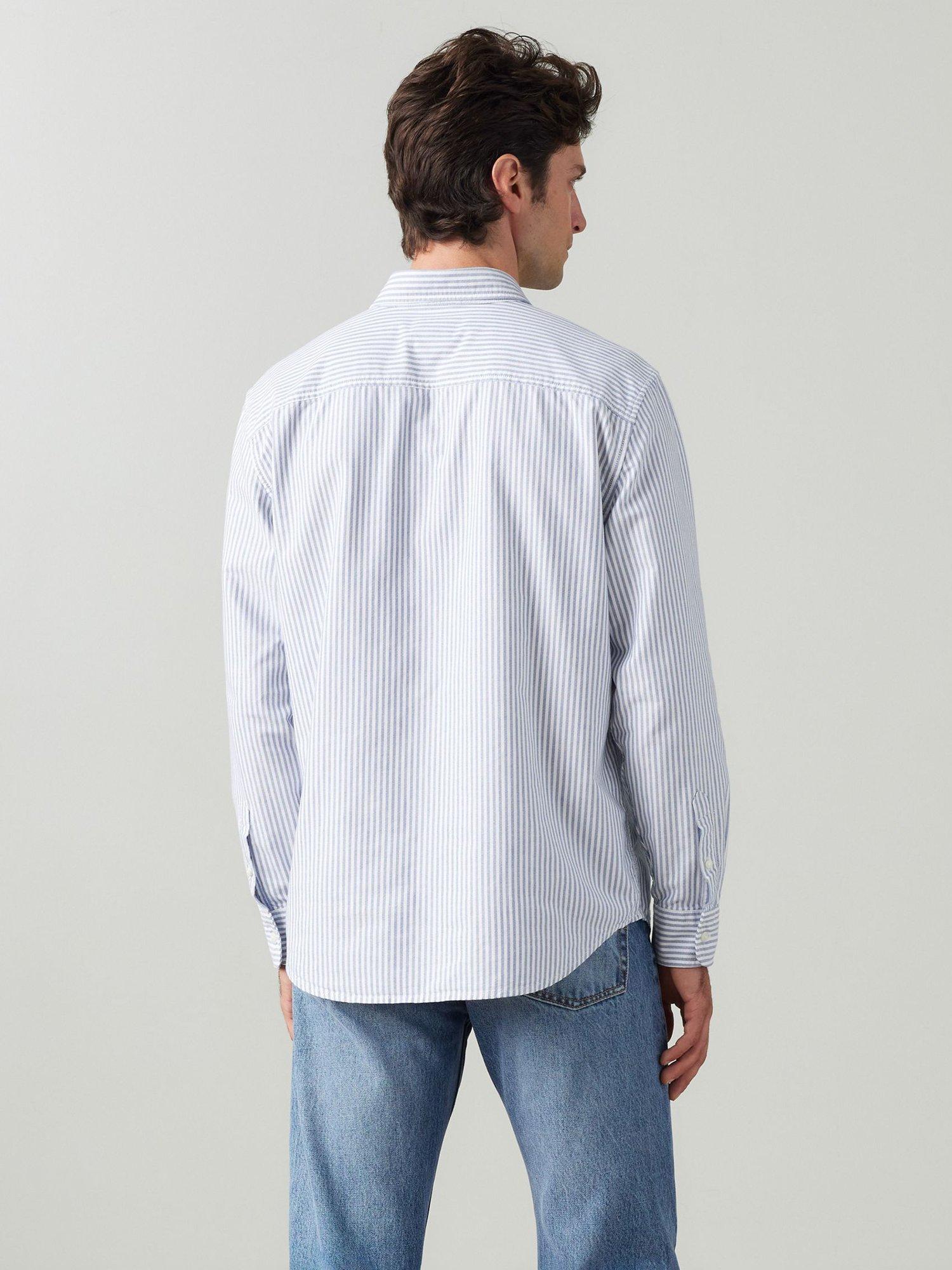 Product image 2 of 4, which shows Levi's Cotton Regular Fit Stripe Button-Down Shirt, True Blue, S