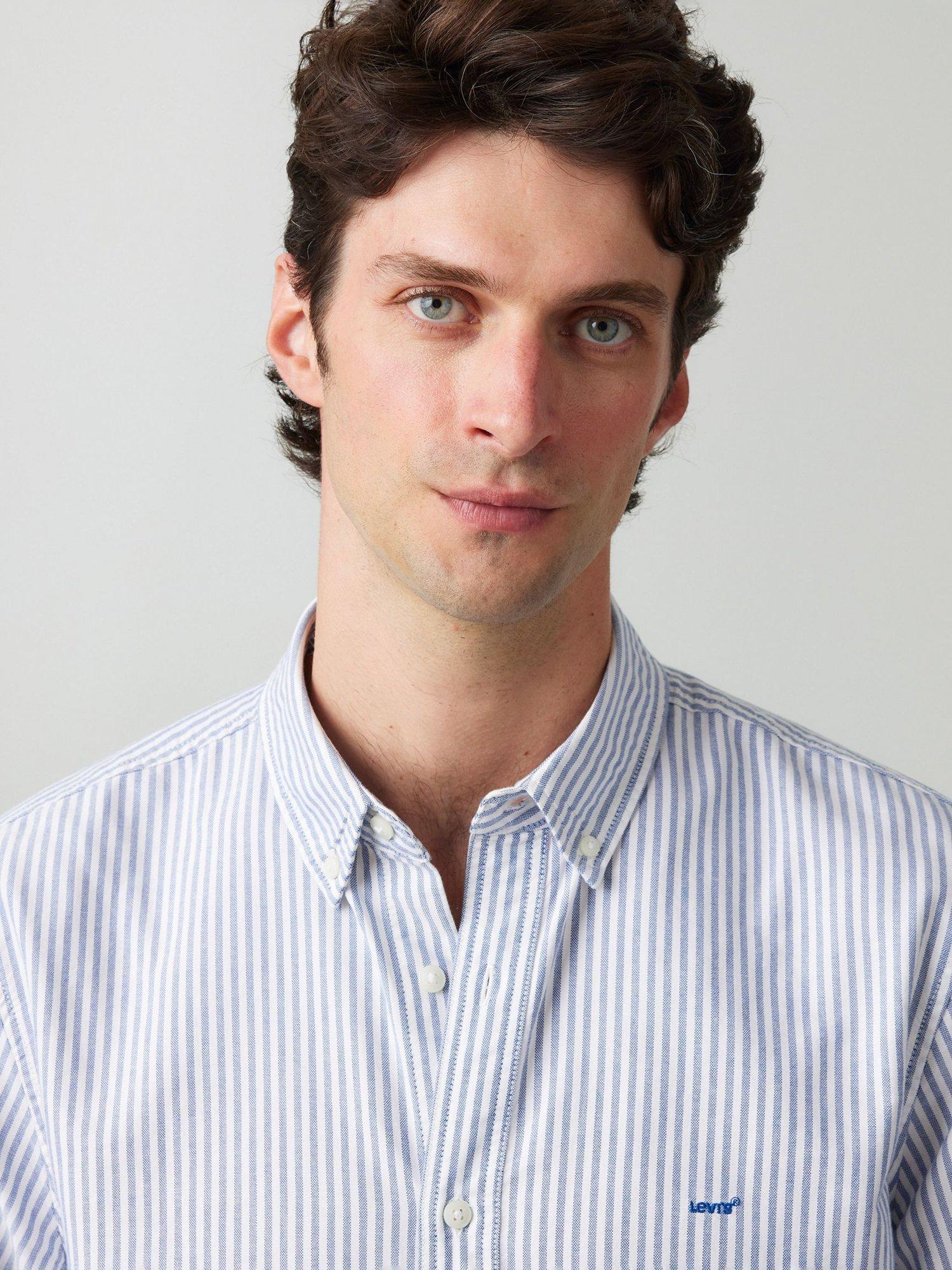 Product image 3 of 4, which shows Levi's Cotton Regular Fit Stripe Button-Down Shirt, True Blue, S