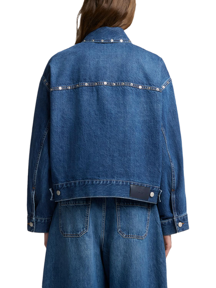 7 For All Mankind Cropped Denim Jacket, Le Blue - view 2, Le Blue