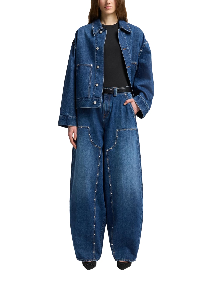 Product image 3 of 6, which shows 7 For All Mankind Balloon Stud Jeans, Le Blue, 26