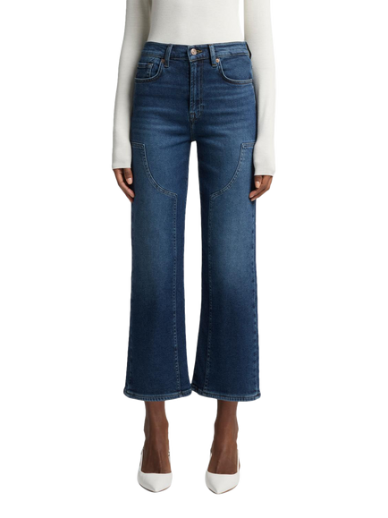 7 For All Mankind Alexa Cropped Flare Cotton Denim Jeans, Cisco