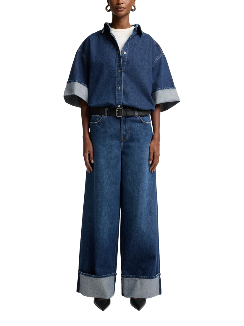 Product image 3 of 6, which shows 7 For All Mankind Marie Wide Leg Jeans, Artifact, 26