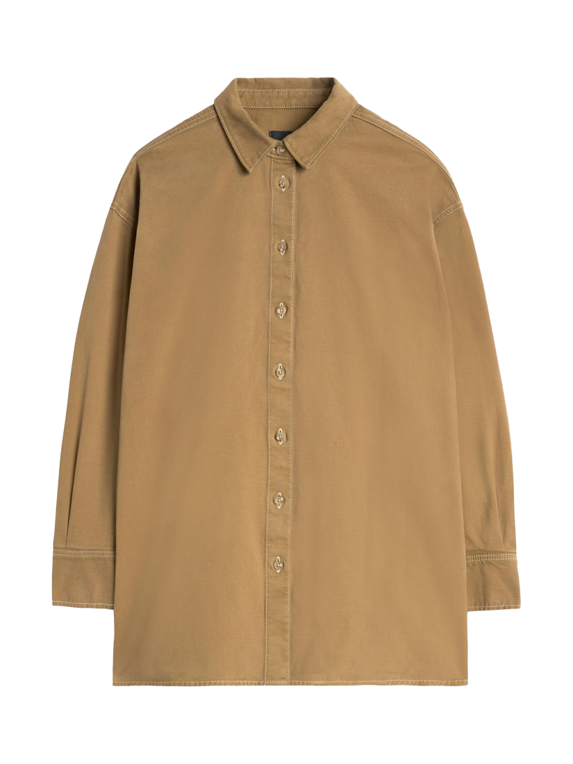 Product image 4 of 6, which shows 7 For All Mankind Nina Overshirt, Twill Sand Storm, XS