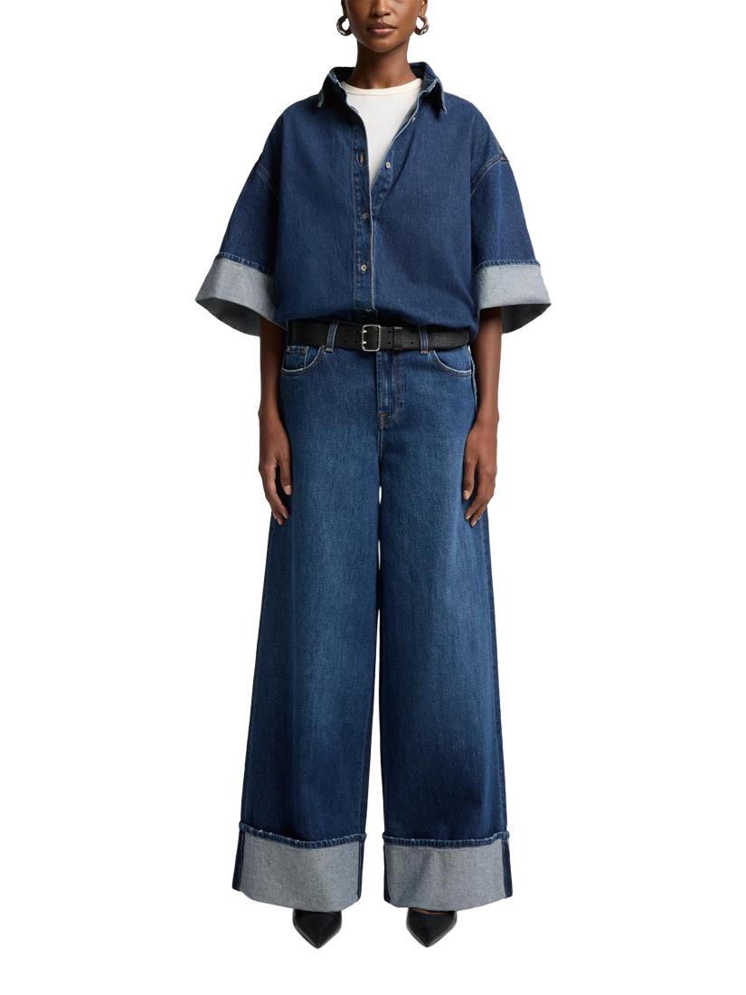 Product image 3 of 6, which shows 7 For All Mankind Nina Short Sleeve Overshirt, Artifact, M