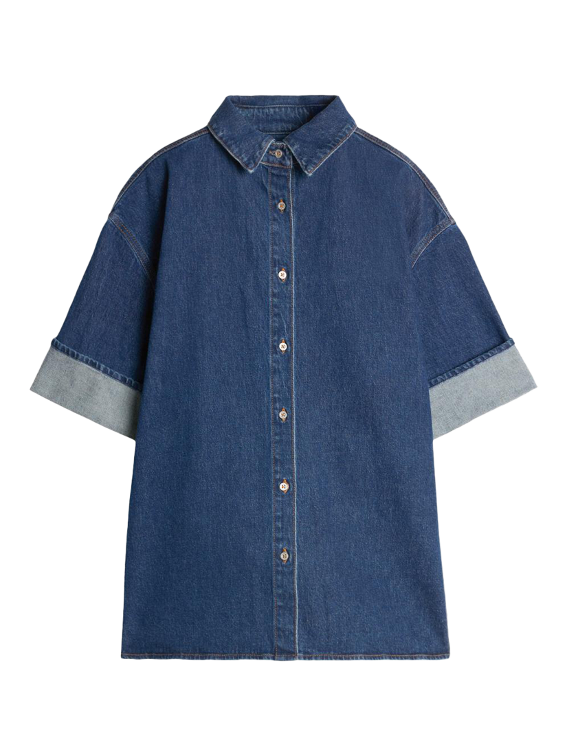 Product image 4 of 6, which shows 7 For All Mankind Nina Short Sleeve Overshirt, Artifact, M