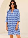 Aspiga Mila Geometric Shirt Tunic Dress, Blue/White