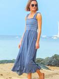 Aspiga Rihanna Embroidered Pure Organic Cotton Dress, Blue Grey/White