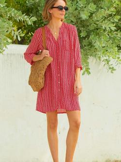 Aspiga Mila Geometric Print Shirt Tunic, Red/White, Red/White