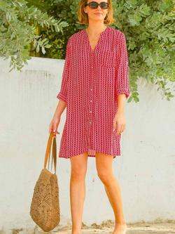 Aspiga Mila Geometric Print Shirt Tunic, Red/White - view 2, Red/White