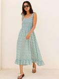 Aspiga Rhianna Floral Pure Organic Cotton Dress, Sage/White