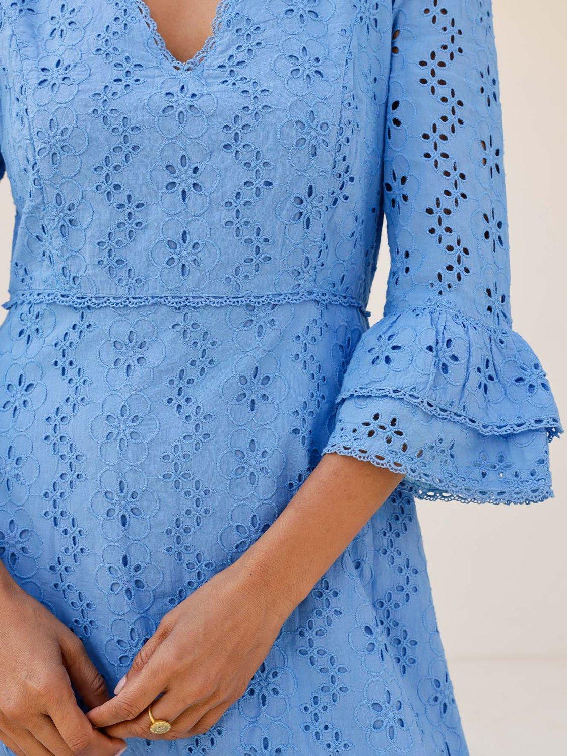 Product image 5 of 5, which shows Aspiga Victoria Broderie Cotton Maxi Dress, Blue, L