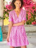 Aspiga Santorini Floral Pure Organic Cotton Kaftan, White/Pink
