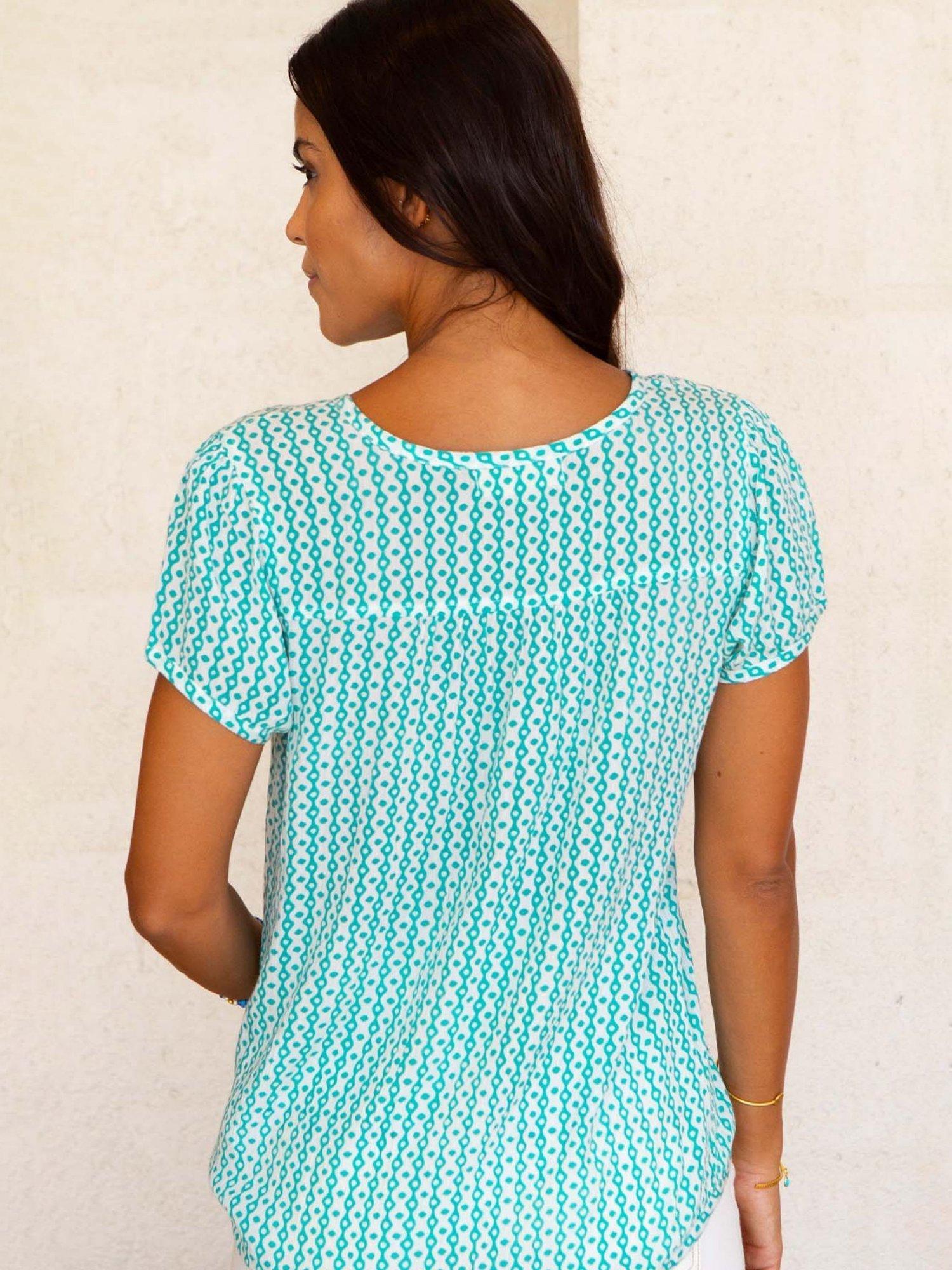 Product image 2 of 3, which shows Aspiga Lisbon Geometric Shirt, Mint/White, XS