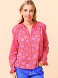 Aspiga Rosie Floral Block Print Blouse, Red/Pink