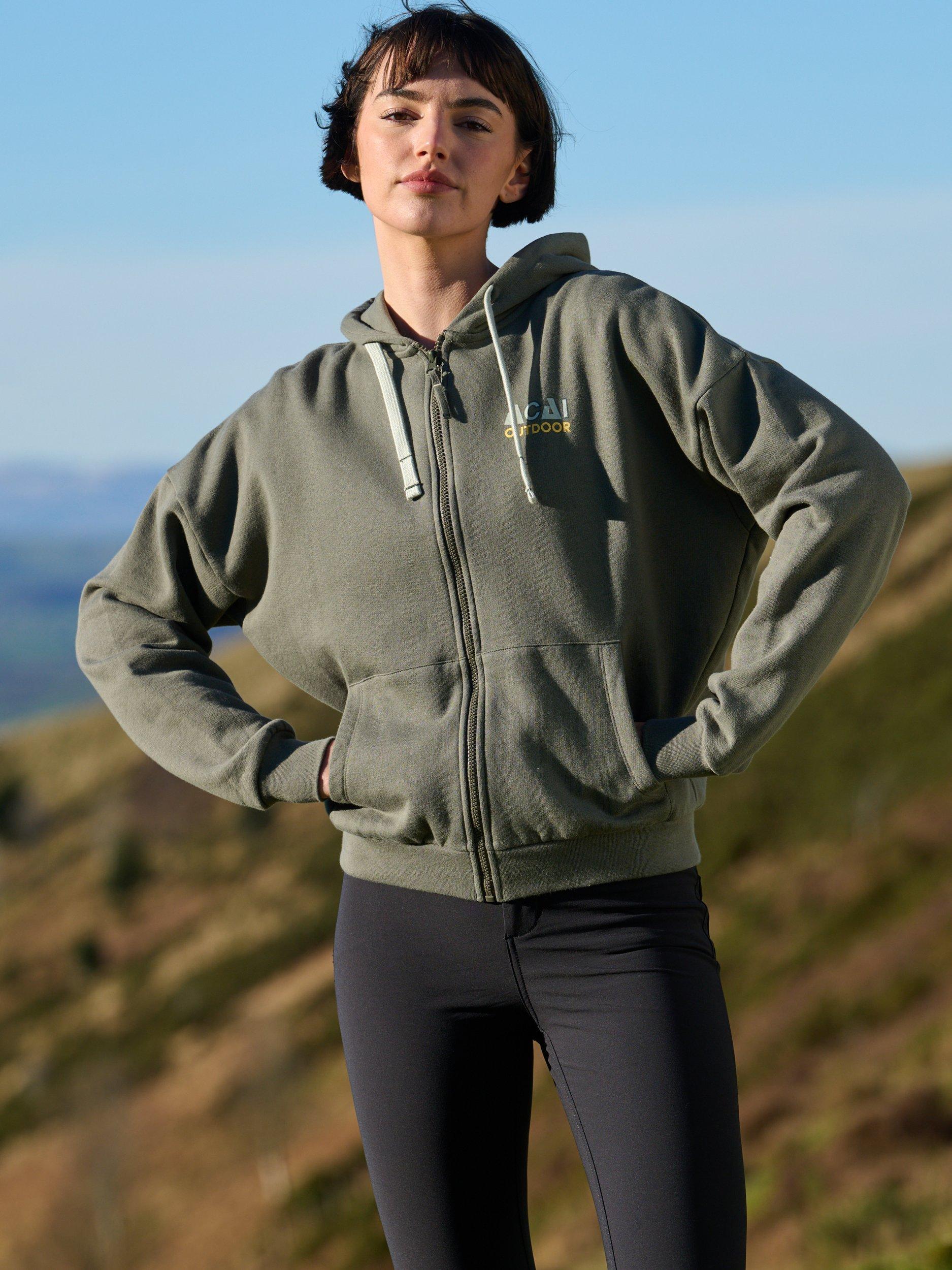 Product image 1 of 4, which shows ACAI Retreat Zip Up Hoodie, Deep Sage, 6-8