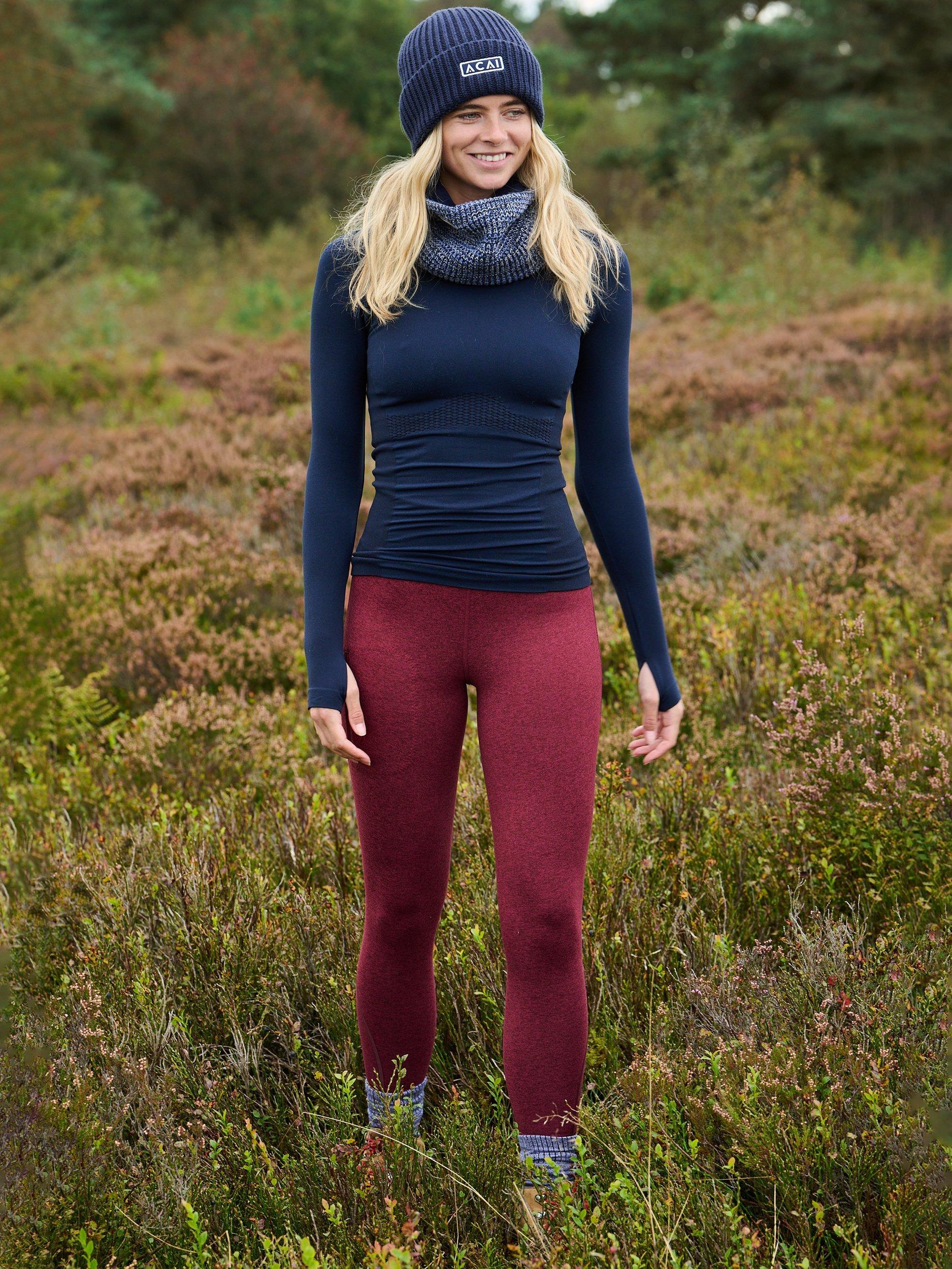 Product image 3 of 6, which shows ACAI Thermal Outdoor Full Length Leggings, Roasted Fig, 6R