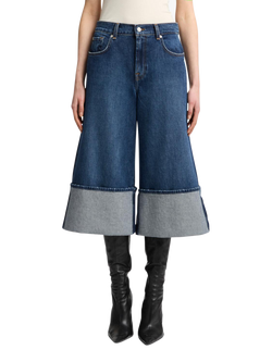 7 For All Mankind Radar High-Rise Culottes Cotton Denim Jeans, Radar