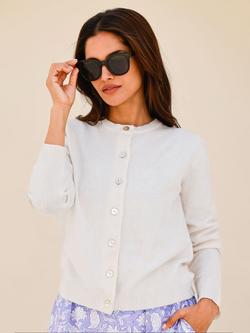 Aspiga Merino Wool Blend Classic Cardigan, Cream, Cream