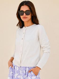 Aspiga Merino Wool Blend Classic Cardigan, Cream - view 2, Cream