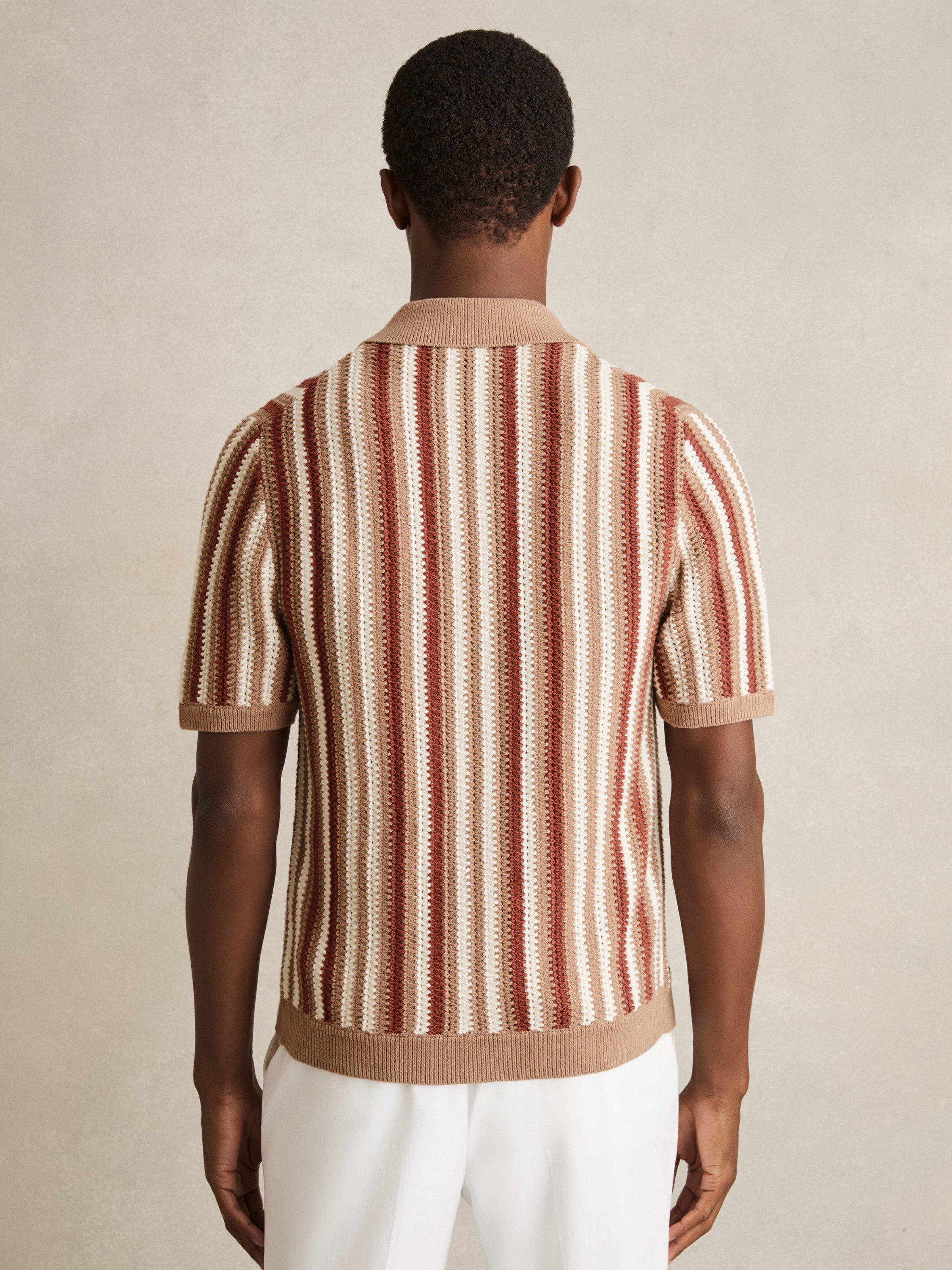 Product image 2 of 5, which shows Reiss Carrington Cotton Regular Fit Stripe Shirt, Beige/Multi, S