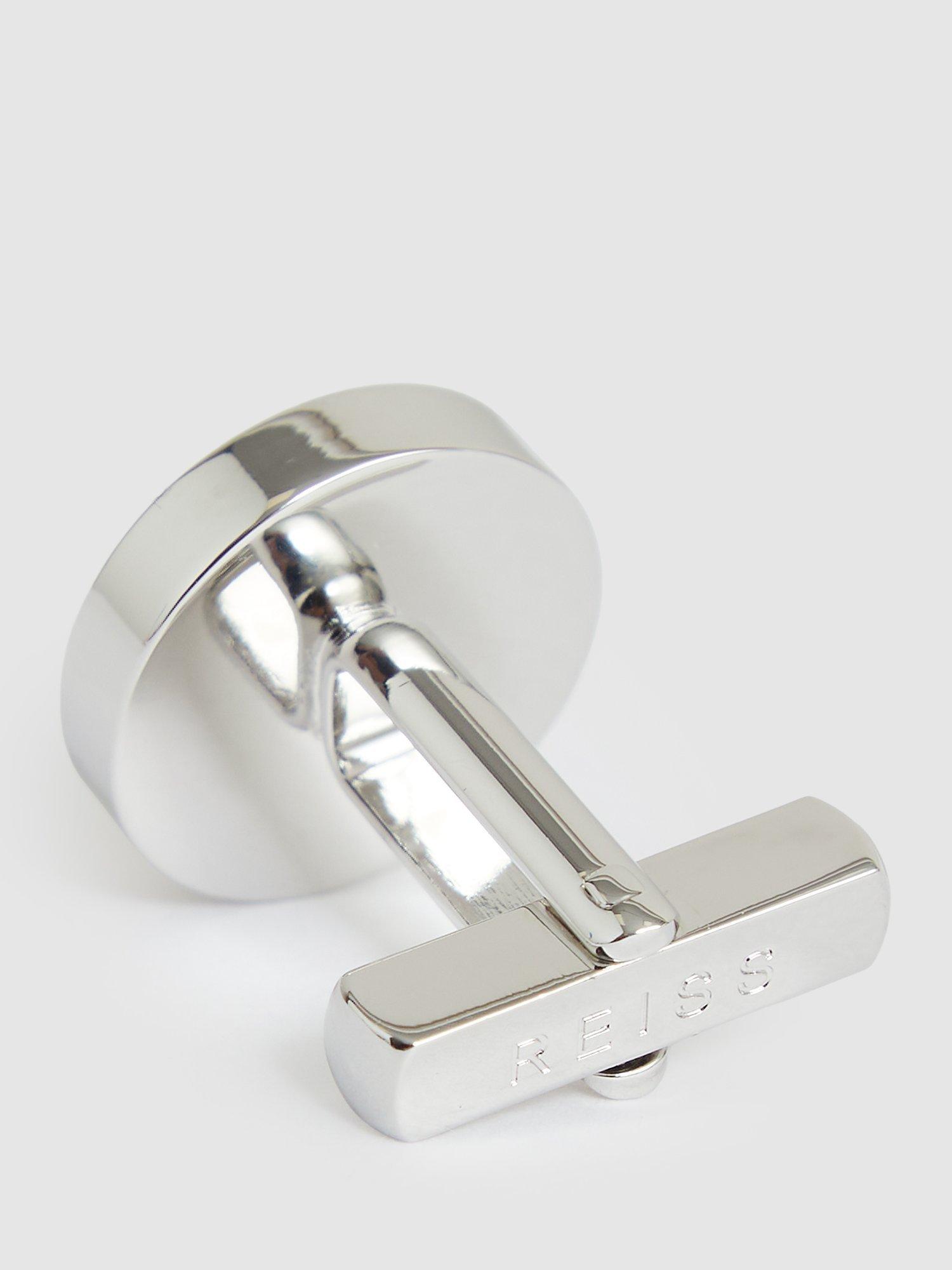 Product image 4 of 4, which shows Reiss Ardley Cufflinks, Silver/Mother of Pearl