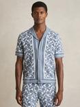 Reiss Edmonds Viscose Blend Regular Fit Geometric Shirt, Blue/Multi