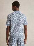 Reiss Edmonds Viscose Blend Regular Fit Geometric Shirt, Blue/Multi