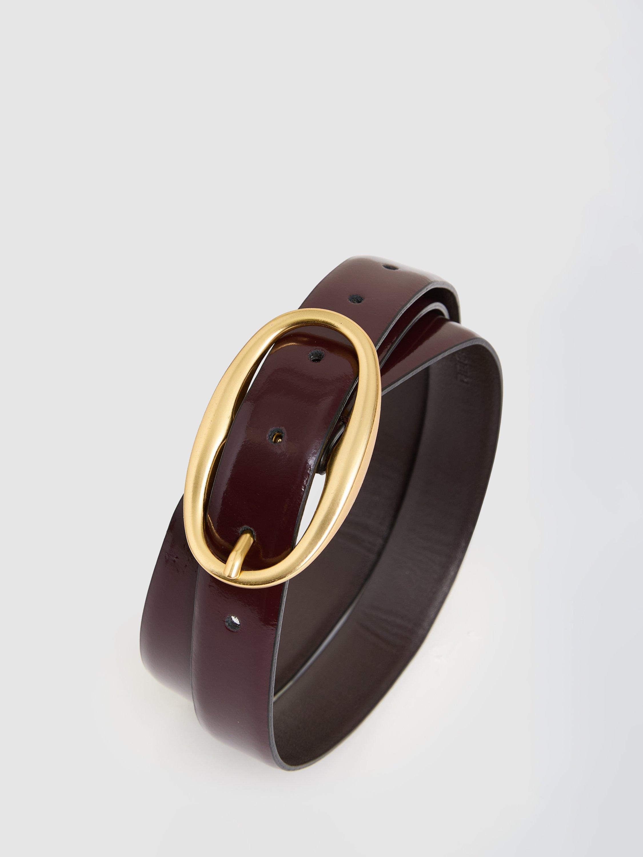 Product image 4 of 4, which shows Reiss Drew Leather Belt, Oxblood, S