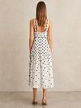 Reiss Dottie Polka Dot Midi Dress, Black/White