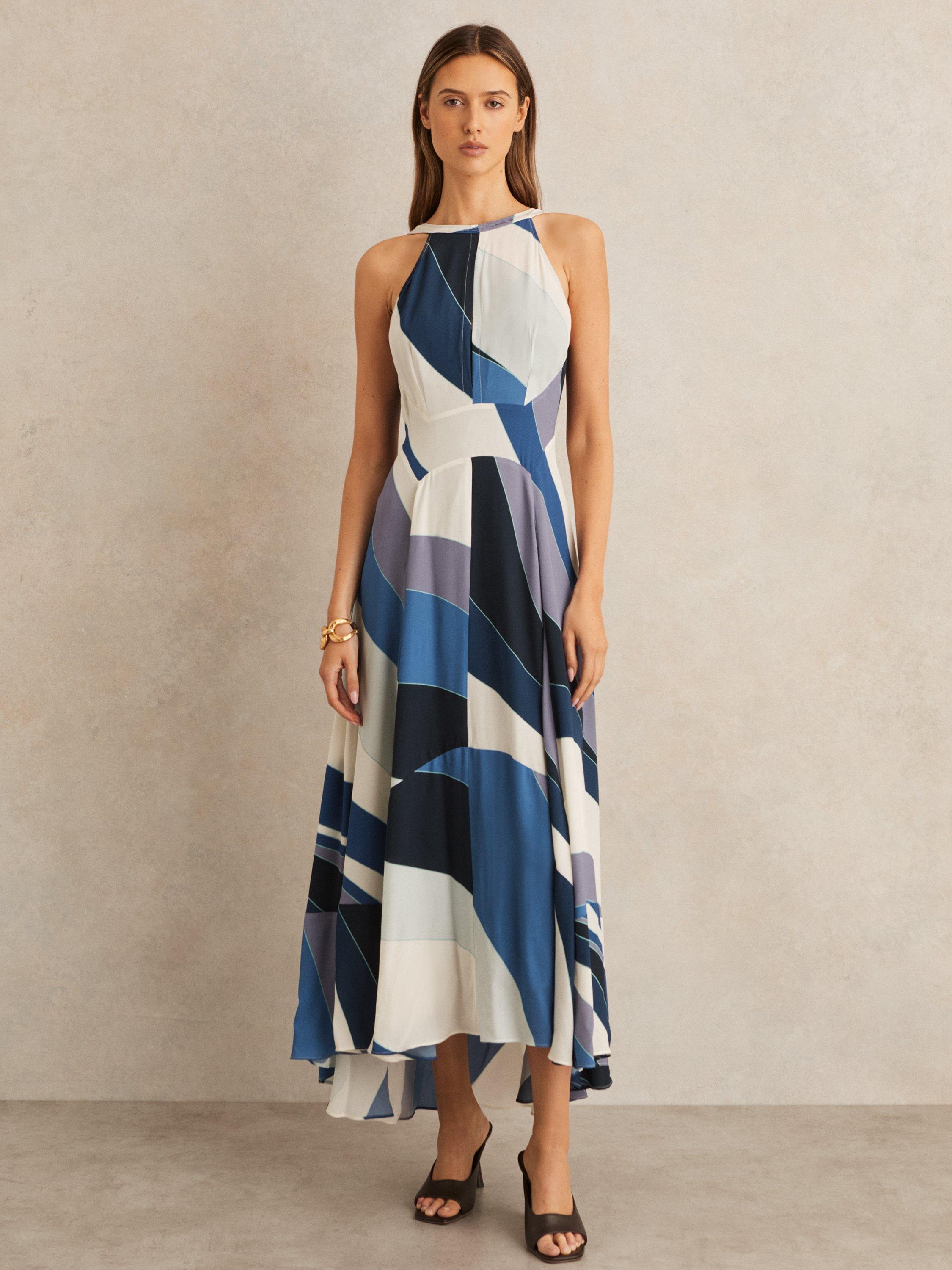 Product image 4 of 4, which shows Reiss Imogen Stripe Maxi Dress, Blue, 6