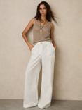 Reiss Petite Ashby Pure Linen Trousers, White