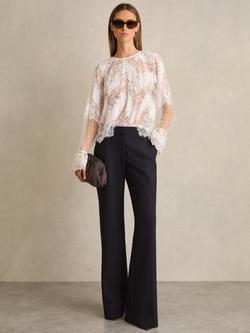 Reiss Petite Athena Flared Trousers, Navy, Navy