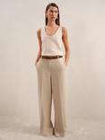 Reiss Petite Devon Linen Blend Trousers, Neutral