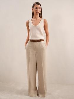 Reiss Petite Devon Linen Blend Trousers, Neutral, Neutral