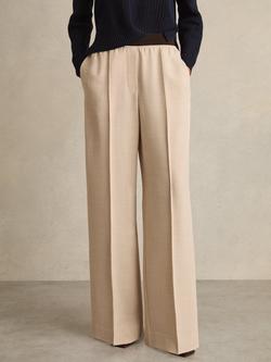 Reiss Wilde Wide Leg Petite Tailored Trousers, Neutral