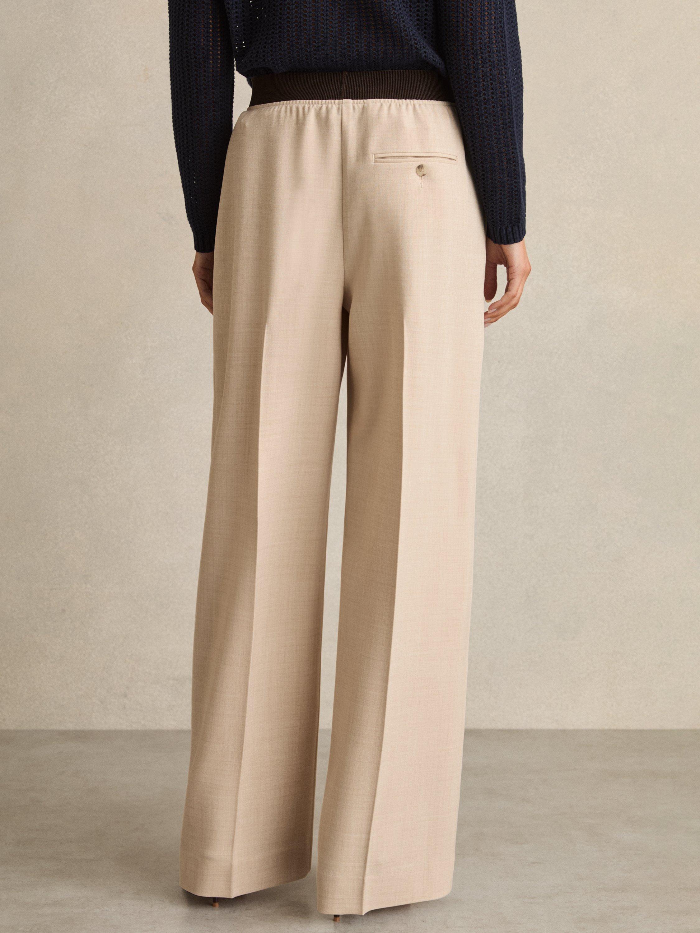 Product image 2 of 5, which shows Reiss Wilde Wide Leg Petite Tailored Trousers, Neutral, 6