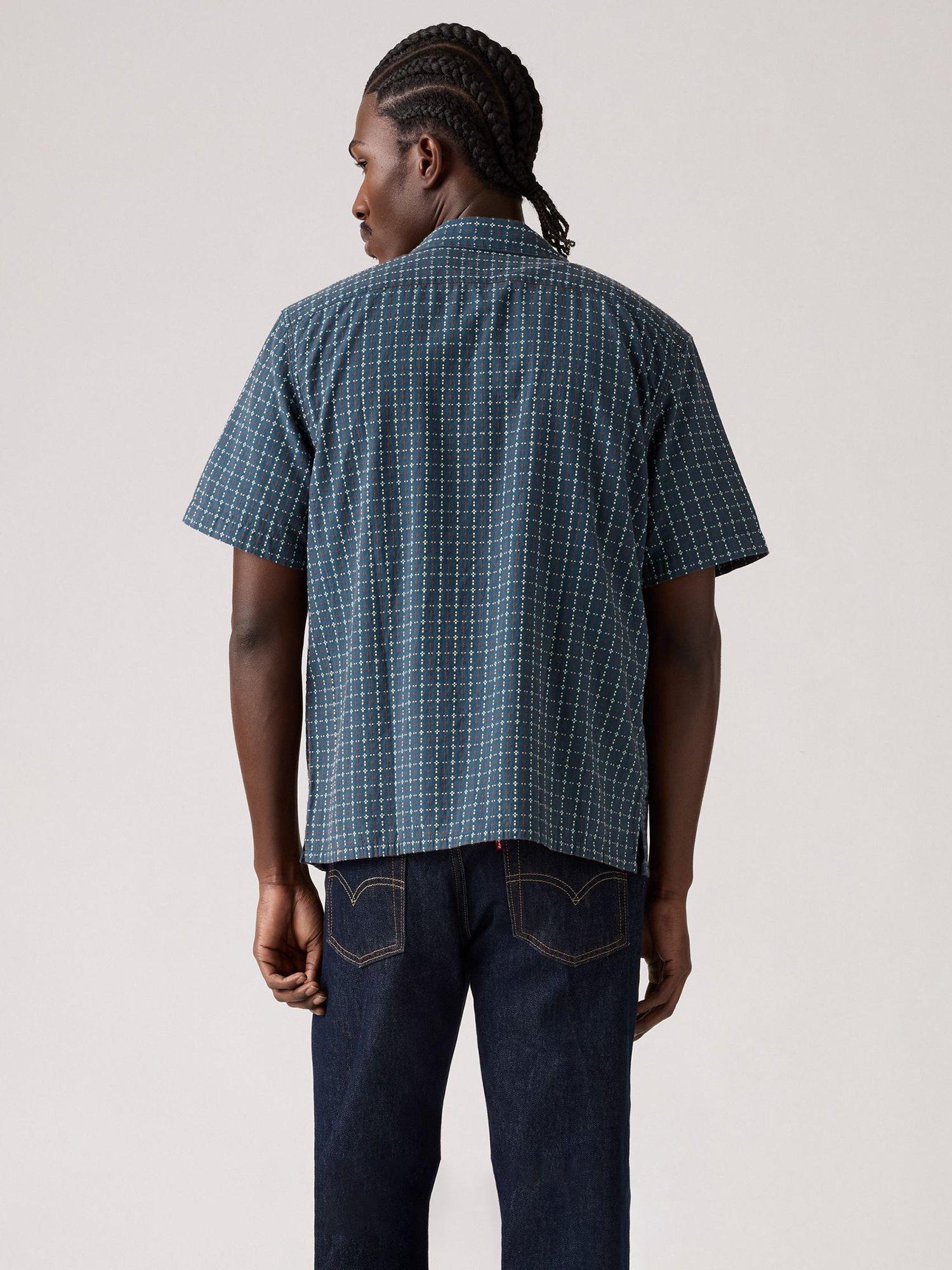 Product image 2 of 4, which shows Levi's Sunset Short Sleeve Cotton Shirt, Dobby Plaid, S