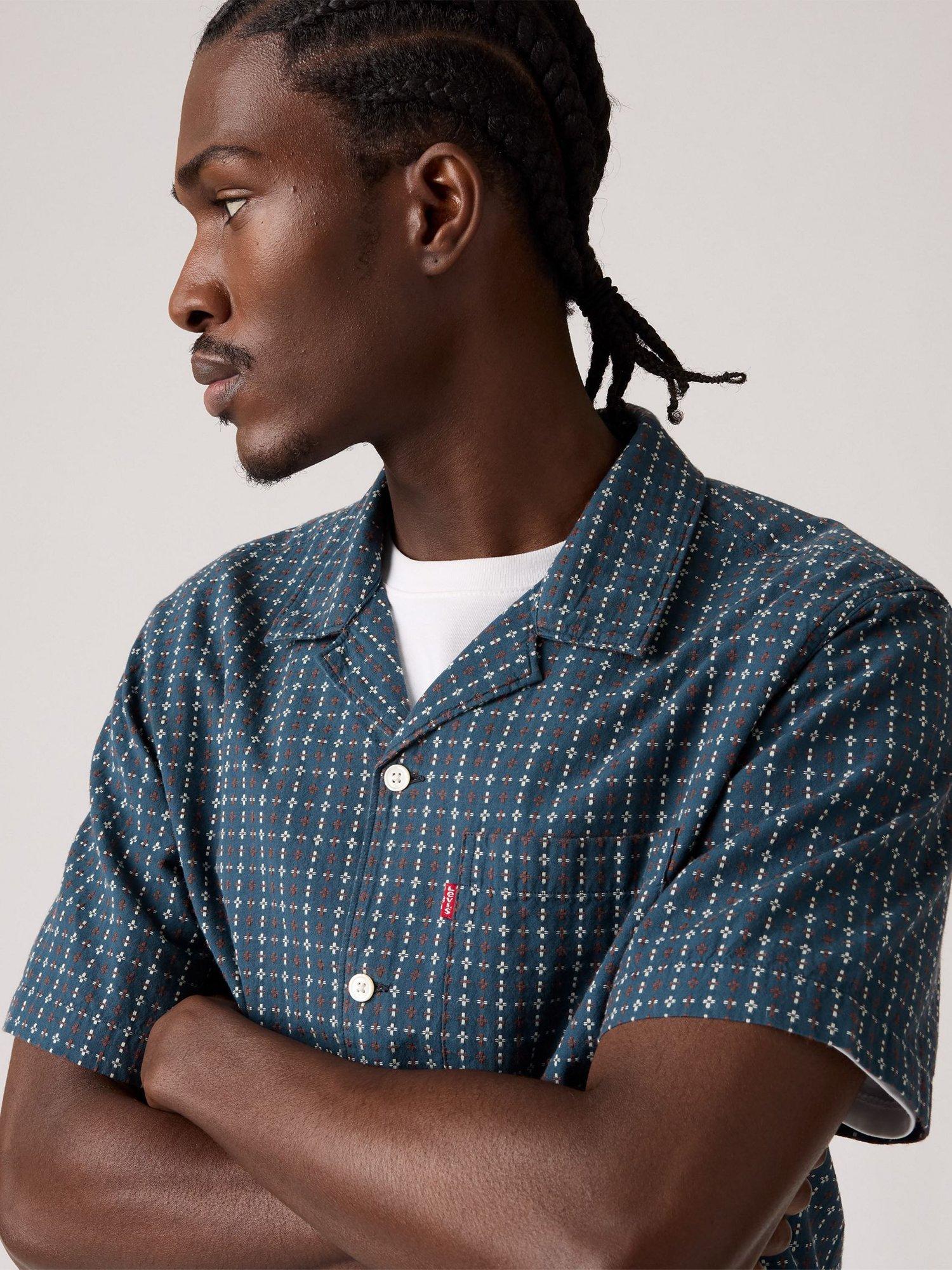 Product image 3 of 4, which shows Levi's Sunset Short Sleeve Cotton Shirt, Dobby Plaid, S