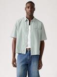 Levi's Cotton Regular Fit Stripe Zandt Cropped Shirt, Dark Green