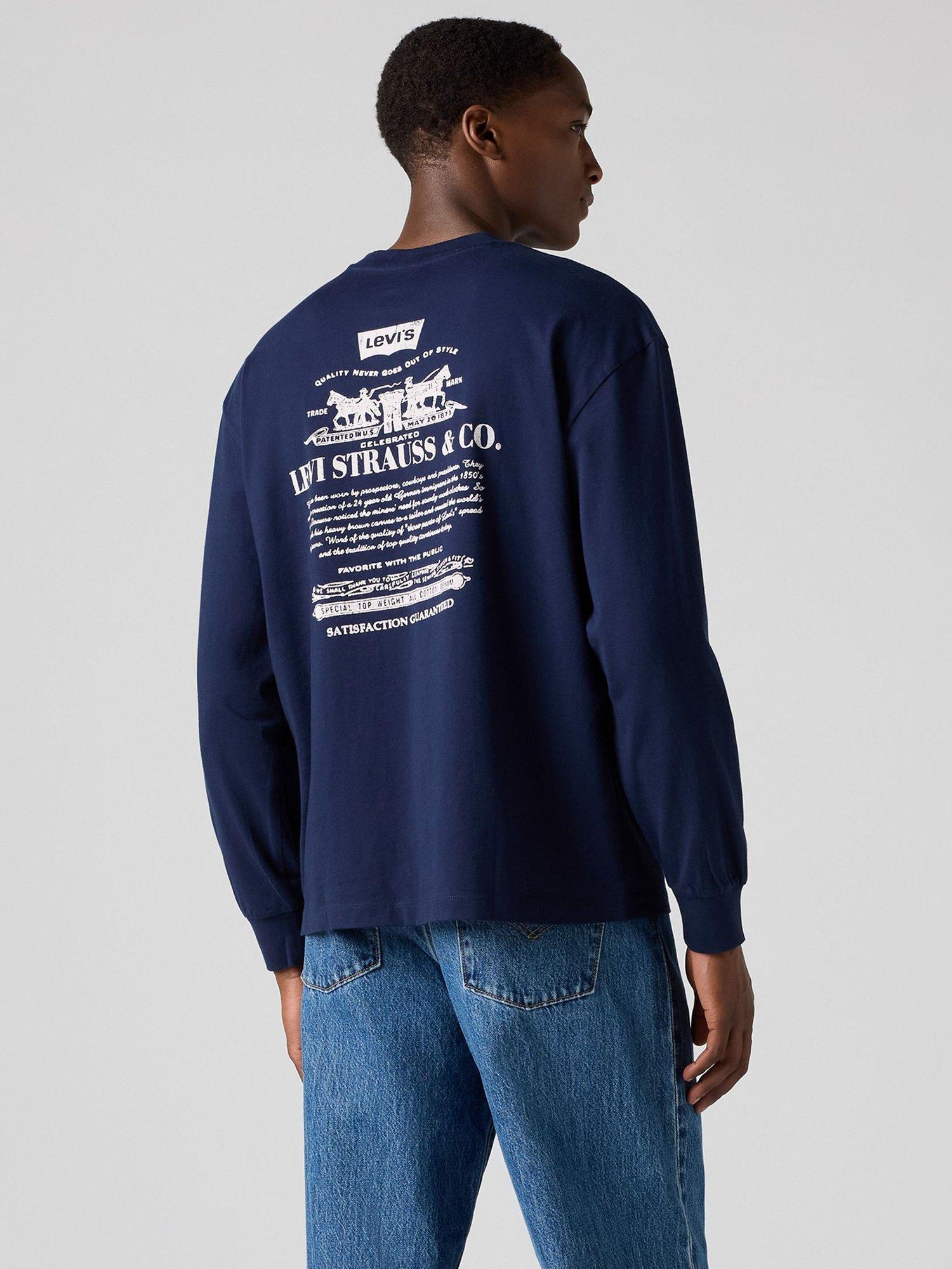 Product image 2 of 5, which shows Levi's Regular Fit Long-Sleeve Graphic Authentic T-Shirt, Navy Blazer, S
