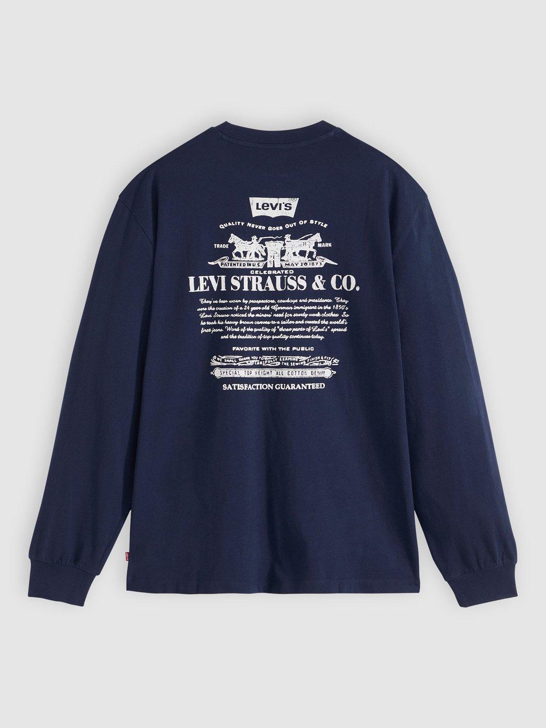 Product image 5 of 5, which shows Levi's Regular Fit Long-Sleeve Graphic Authentic T-Shirt, Navy Blazer, S