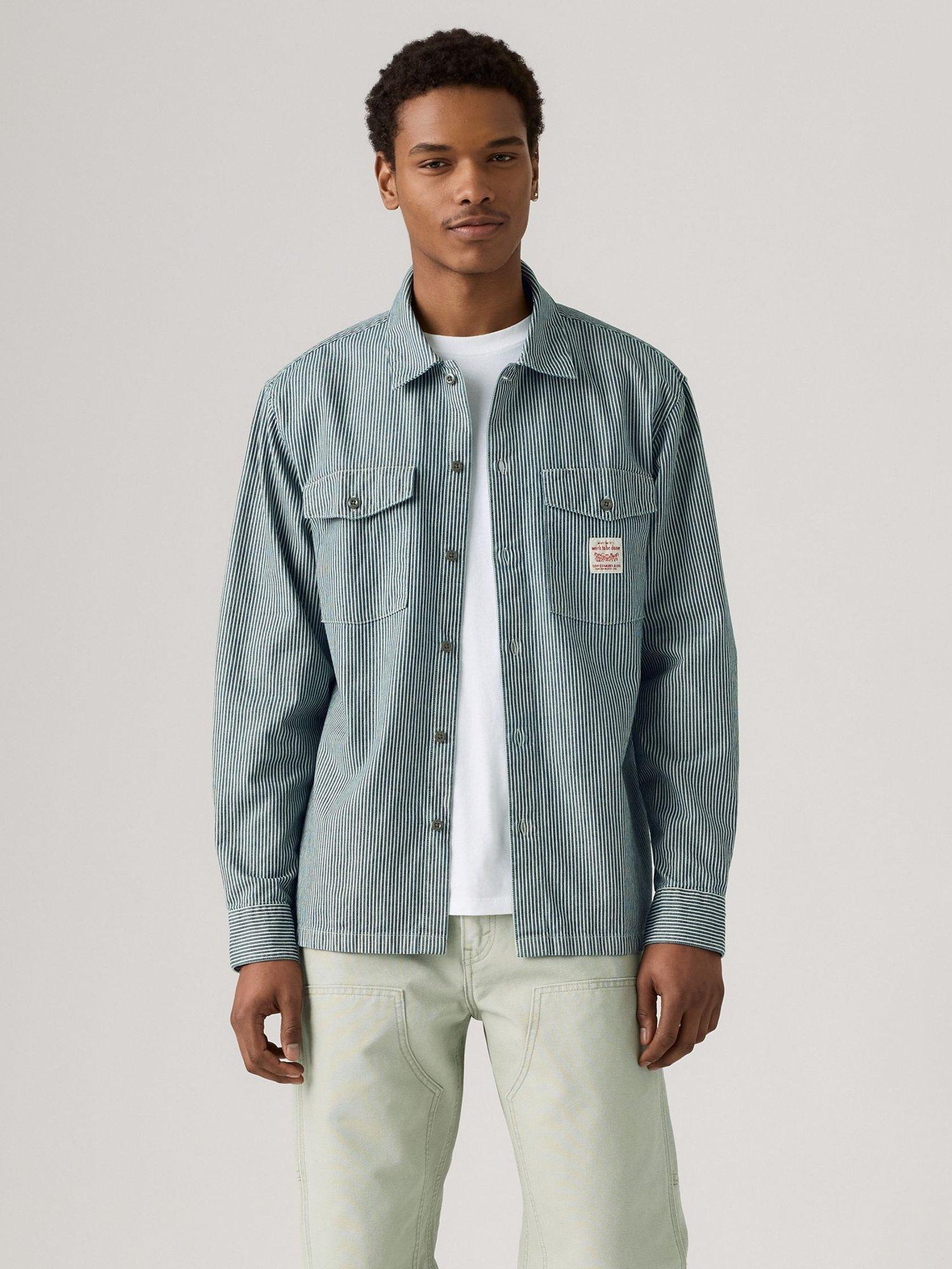 Product image 1 of 4, which shows Levi's Cotton Long Sleeve Worker Shirt, Washington Stripe, XL