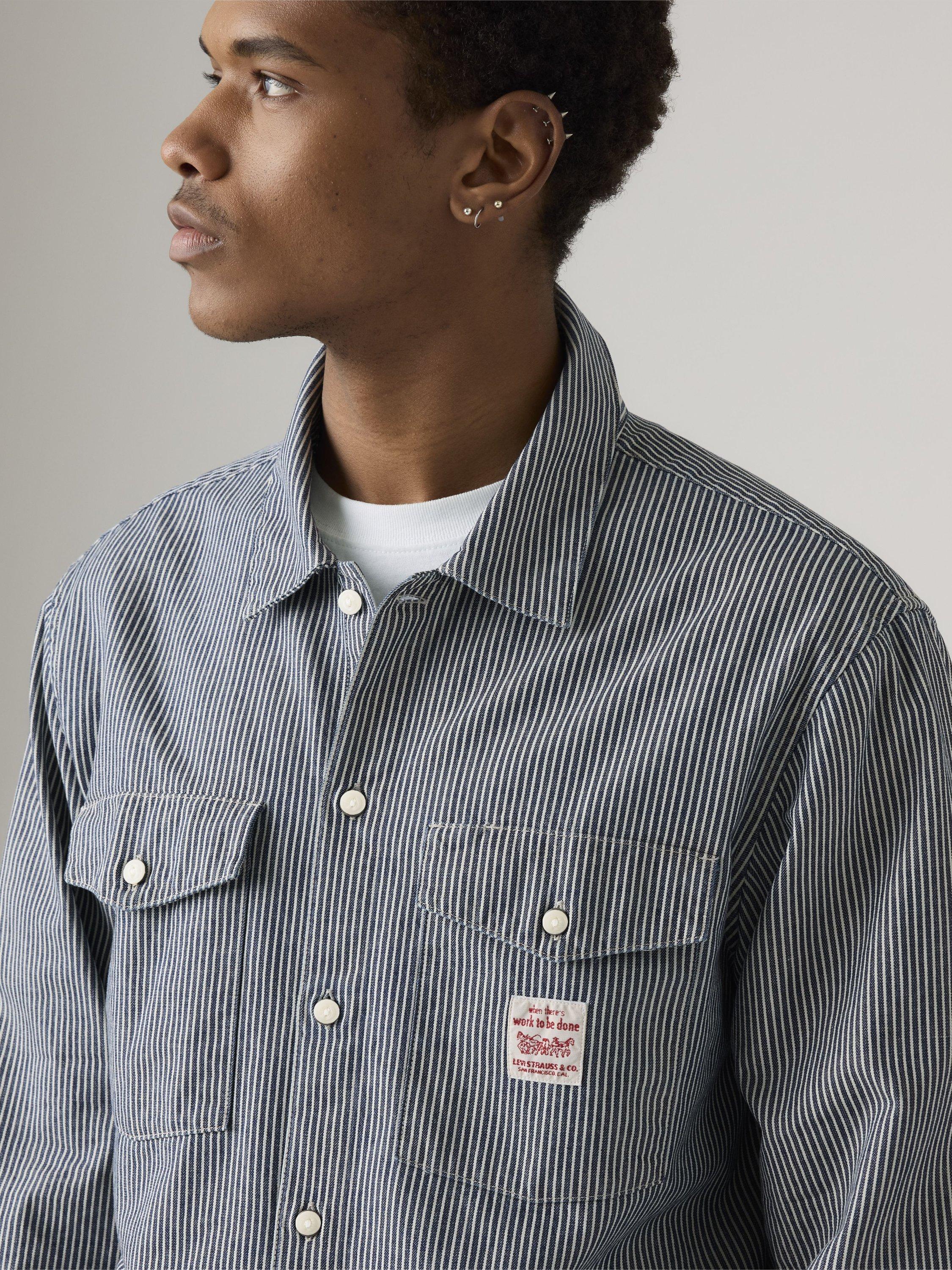 Product image 2 of 4, which shows Levi's Cotton Long Sleeve Worker Shirt, Washington Stripe, XL